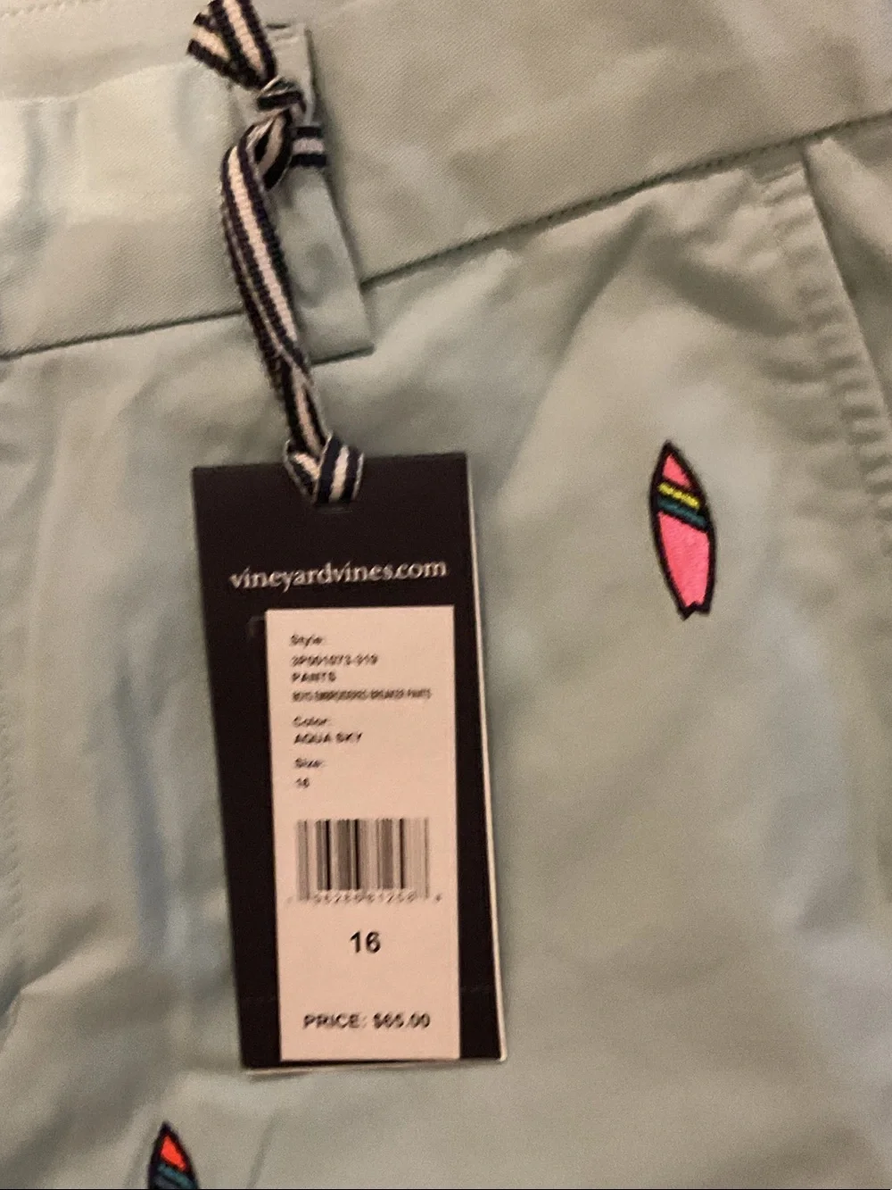 Vineyard Vines Light Blue Embroidered Surfboard Chinos